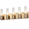 Dainolite Tube 5 Light Vanity Light Aged Brass Clear Fluted Glass Lamp