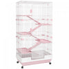 Pawhut 63\"h 6-level Small Animal Cage Rabbit Hutch With Universal Lockable Wheels, Slide-out Tray Fo
