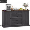 HOMCOM 58" Sideboard Buffet Cabinet with Charging Station Black Wood Grain
