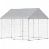 Pawhut Outdoor Dog Kennel With Roof, Heavy Duty Galvanized Steel Dog Run Chain Link W/ Waterproof Uv-resistant Cover, Safety Lockable Latch System, 9.2' X 7.5' X 7.2'