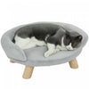 Pawhut Dog Sofa, Cat Couch With Removable Washable Cover, Wooden Legs, Elevated Pet Cat Sofa For Miniature Dogs, Grey