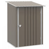 Outsunny 3.3' X 3.4' Lean-to Garden Storage Shed, Outdoor Galvanized Steel Tool House With Lockable