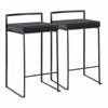 LumiSource Fuji Black Velvet Contemporary Stackable Counter-Height Stool - Set of 2