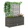 Outsunny Wicker Raised Garden Bed with Trellis, 42" Outdoor Planter, Grey