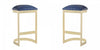 Aura Modern Metal Upholstered Barstool in Blue - Set of 2 Bar Stool