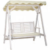 Outsunny 2 Seater Patio Swing With Stand, Canopy And Cushion, Outdoor Swing Chair Wooden Swinging Be