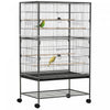 Pawhut 52\" Large Rolling Steel Bird Cage Bird House With Rolling Stand, Storage Shelf, Wood Perch, F