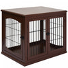 Pawhut 32\" Wooden Dog Crate Furniture Dog Cage, Modern Side Table Pet Kennel With Double Lockable Do