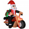 Homcom 5.5ft Santa Claus Riding A Motorcycle Inflatable Christmas Decoration
