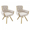 Timothy Velvet Swivel Dining Chairs with Tufted Upholstered and Metal Legs Set of 2, Glod