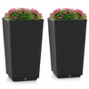 Costway 2pcs Outdoor Wicker Flower Pot 22.5"tall Planters With Drainage Hole Black