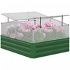 Outsunny 49.6\" X 42.1\" X 26.6\" Galvanized Raised Garden Bed With Greenhouse, Steel Planters For Outd