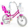 Costway 14" Kids Bike With Training Wheels Doll Seat Basket Streamers Hand Brake Pink