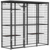 Pawhut Catio Outdoor Cat Enclosure, Weld Wire Outdoor Cat House With Waterproof Cover, 4 Jumping Platforms, Hammock, Cat Cage Indoor For 1-3 Kittens, 69" X 22" X 62", Black