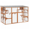 PawHut Catio Outdoor Cat Enclosure, 76"Large Wooden Outdoor Cat House with Condos, Jumping Platforms, Scratching Posts, Waterproof Roof, Walk-in Kitty Cage for 1–5 Kittens, Orange
