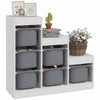 Qaba Toy Storage Organizer With 6 Plastic Bins, 3 Layers Kids Bookshelf Children Toy Storage With Anti-tipping Design, For Ages 3-8 Years, Study Room, Playroom, White