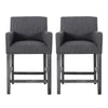 Lewis 26\" Seat Height Counter Stools Set Of 2 With Upholstered Fabric And Solid Wood Legs - Charcoal