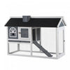 Pawhut Rabbit Hutch, Wooden Guinea Pig Cage Outdoor With Run, Removable Tray, Ramp, Asphalt Roof, Gr