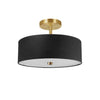 Dainolite Everly 3 Light Semi-flush Mount Aged Brass Black Shade Lamp