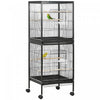 Pawhut 55.1\" 2 In 1 Bird Cage Aviary Parakeet House For Finches, Budgies With Wheels, Slide-out Tray