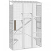 PawHut Catio Outdoor Cat Enclosure, Large Wooden Cat House with 6 Platforms, Scratching Post, 2 Ramps, Waterproof Roof, Walk-in Kitty Cage for 2–3 Kittens, 64" x 24" x 99", White