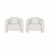 Sylvia Modern Glam Tweed Lounge Chair in Ivory - Set of 2