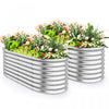 Costway 2 Pcs Raised Garden Bed Kit Planter Raised Garden Boxes Outdoor 65" X 32" X 24" Silver