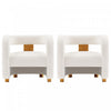 Amirah Modern Velvet Lounge Chair in White - Set of 2