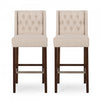 Bruce 30.5\" Counter Height Bar Stools Set Of 2 With Metal Legs And Fabric Upholstery - Beige