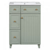 Jonas 24\" Solid Wood Bathroom Vanity Cabinet With Storage Drawers And Door - Green