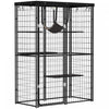 Pawhut Catio Outdoor Cat Enclosure, Weld Wire Outdoor Cat House With Waterproof Cover, 4 Jumping Platforms, Hammock, Cat Cage Indoor For 1-3 Kittens, 46.5" X 22" X 62", Black
