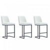 Serena Modern Metal Upholstered Counter Stool in White - Set of 3 Bar Stool