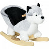 Qaba Kids Rocking Horse, Baby Rocker Chair Husky-shaped Plush Ride On Toy With Realistic Sounds, Woo