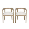 Tina Dining Arm Chairs Set Of 2 With Upholstery Fabric,open Back Style - Beige