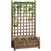 Outsunny Raised Garden Bed With Trellis For Climbing Vines, Wood Garden Planter Box, Free Standing F