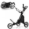 Goplus Folding 3 Wheels Golf Push Cart W/bag Scoreboard Adjustable Handle Grey