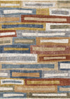 Macey Modern Grey Blue Red Sophisticated Area Rug - 5'3\" x 7'10\"