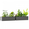 Outsunny Raised Garden Beds Set of 2, Galvanized Planter Box, Light Grey