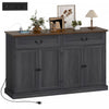 HOMCOM Buffet Cabinet with Charging Station, 55" Farmhouse Sideboard, Black