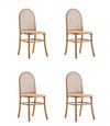 Paragon Industry Chic Cane Back Wood Upholstered Dining Chair in Oatmeal - Set of 4