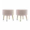 Bailey Mid-Century Modern Upholstered Accent Ottoman in Wheat - Set of 2