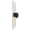 Dainolite Samantha 2 Light Vanity Light Tall Matte Black Clear Fluted Glass Lamp
