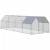 Pawhut Chicken Run, Galvanized Large Metal Chicken Coop Cage, Walk-in Enclosure Poultry Hen Run Hous