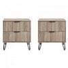 Dumbo Modern 20\" Fluted Nightstand in Rustic Gray (2-Drawer) - Set of 2