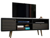 Manhattan Comfort Liberty 70.86\" Mid-Century Modern TV Stand with 4 Shelving Spaces & 1 Drawer - Black