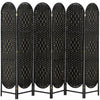 HOMCOM 6 Panel Room Divider, Bohemian Folding Privacy Screen, Black