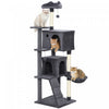 PawHut Cat Tree, 63 Inch Multi-Level Large Cat Tower with Sisal Scratching Posts, Condos, Plush Perches, Hammock, Ladder, Dangling Balls, for Indoor Kittens, Dark Grey