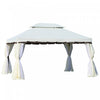 Outsunny 13' X 10' Outdoor Patio Gazebo Canopy With 2-tier Polyester Roof, Vented Mesh Sidewall & St