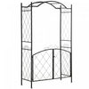 Outsunny 7ft Metal Garden Arch With Gate Climbing Planter Frame Backyard Decor For Vines Morning Glo