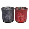 Glass Tealight Holders Amber Trees - Set of 2 Candle Holder